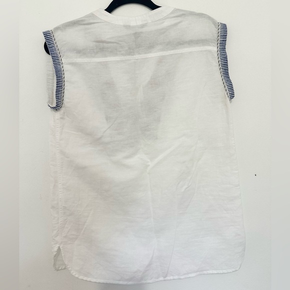 J CREW Embroidered Sunburst White Linen Cotton Boxy Tank size 0 - Picture 4 of 4